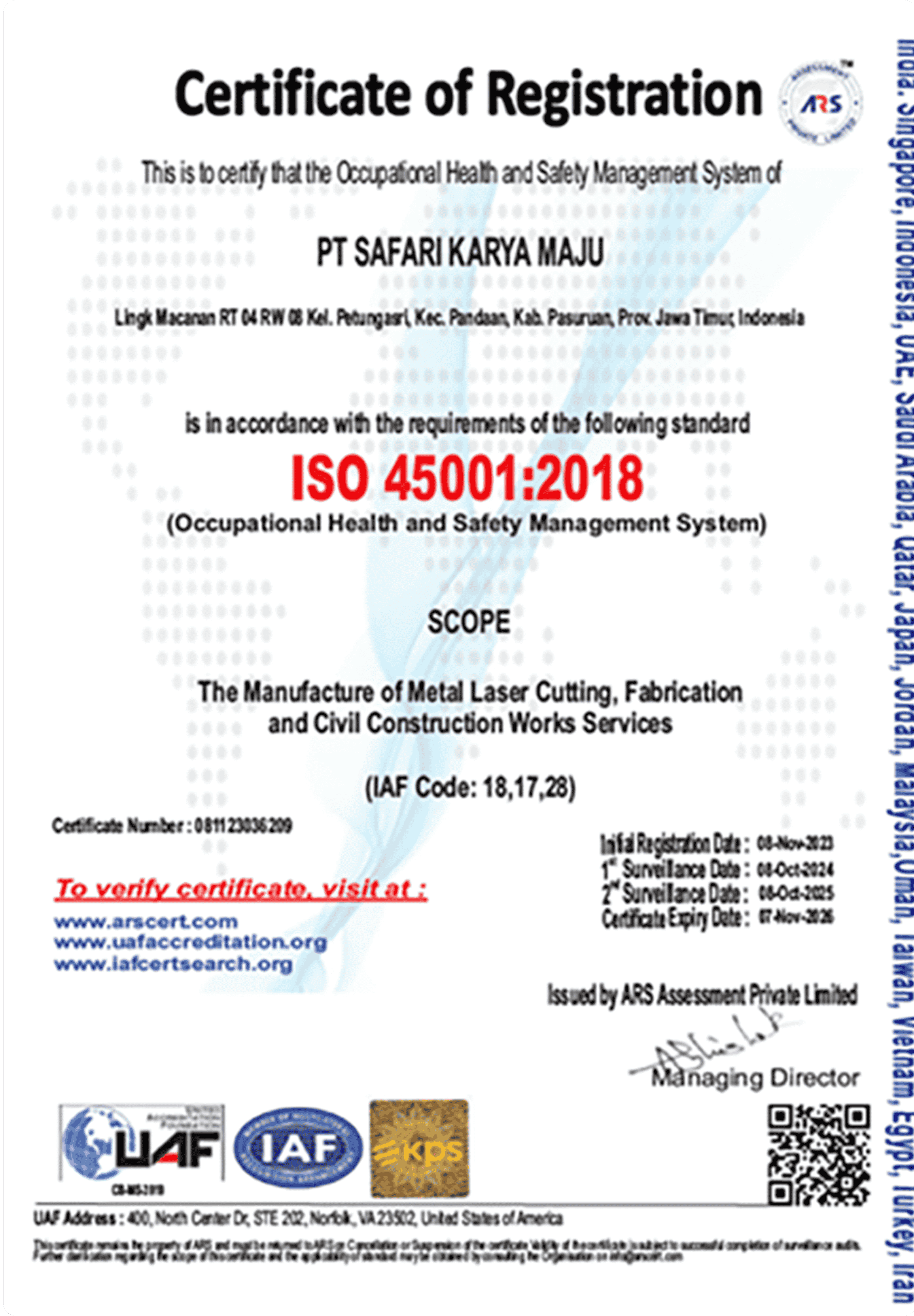 ARS Occupational Health and Safety Management System